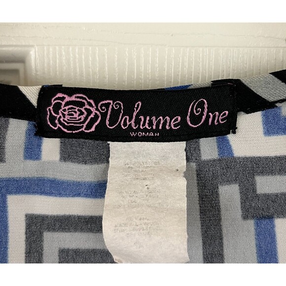 VOLUME ONE - Blue Geometric Print Mock 2 Piece 3/4 Sleeve Knit Top size 1X - Picture 5 of 7